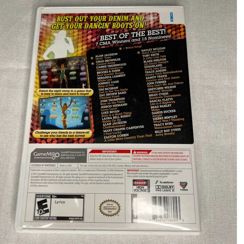 Wii Country Dance Nintendo Rate E 10+ Dance 30 Songs Excellent Condition